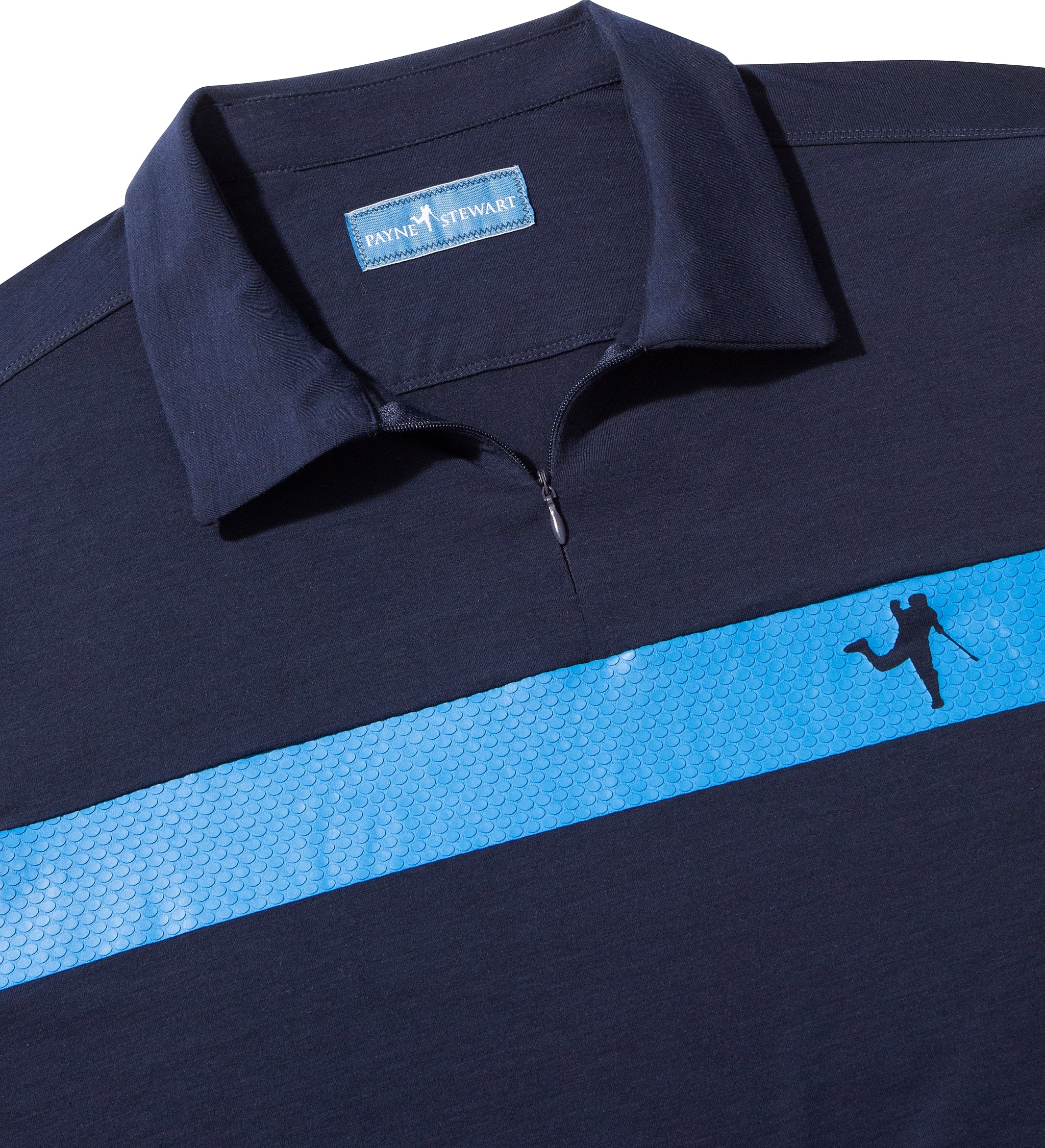 Color Block Golf Ball Stripe Zip Front Polo