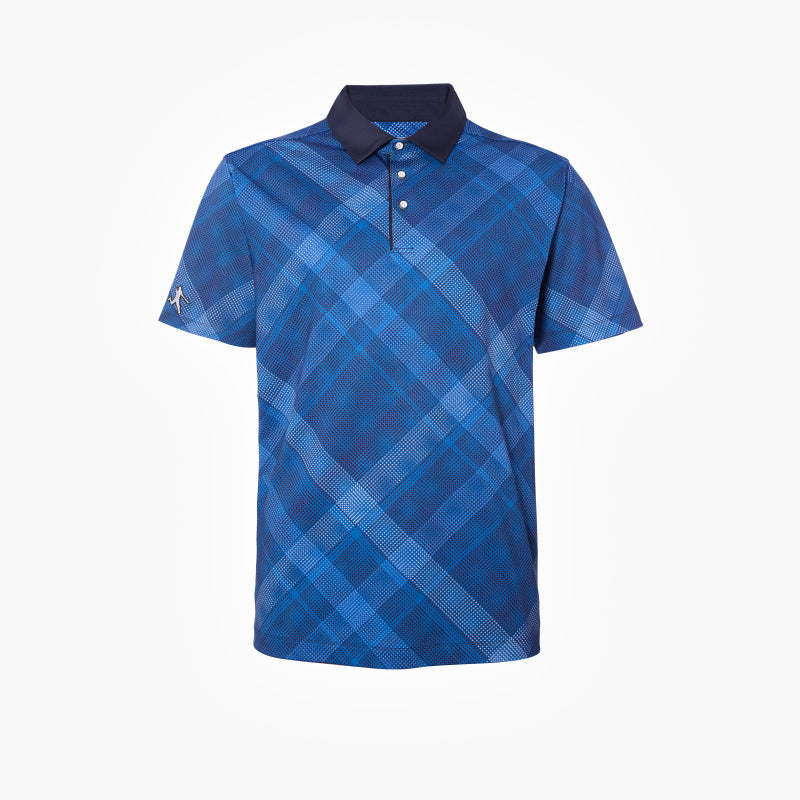 Diagonal dot plaid Polo
