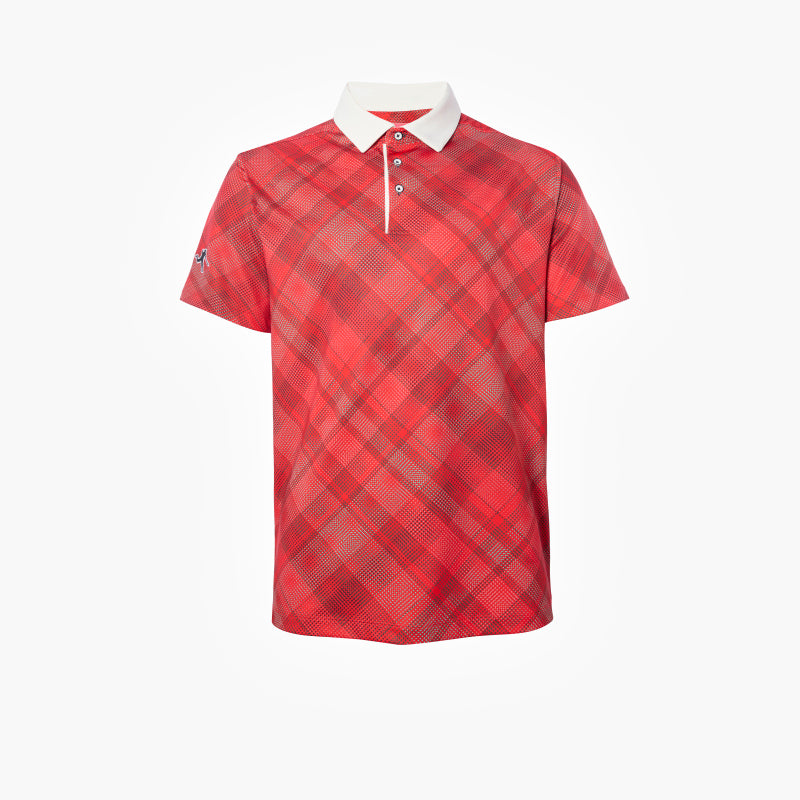 Diagonal dot plaid Polo