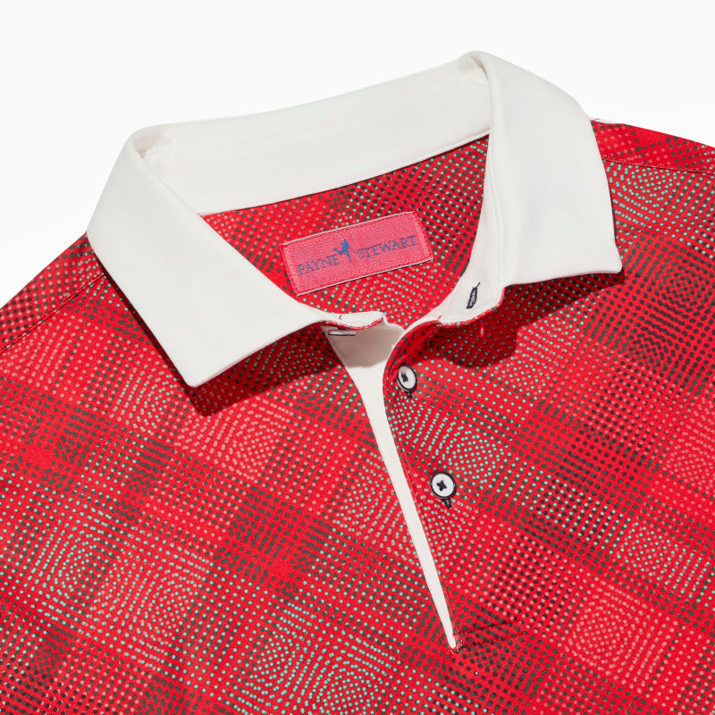 Diagonal dot plaid Polo